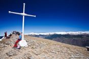 Travel photography:Summit cross on Taga mountain in the Pyrenees, Spain