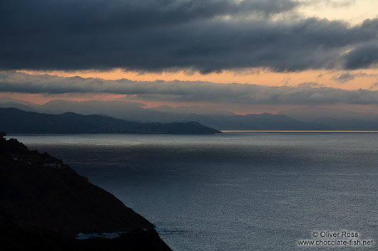 Dusk over the San Sebastian coastline