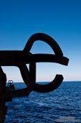 Travel photography:Peine del viento sculptures by Eduardo Chillida at the foot of the Igeldo mountain in San Sebastian, Spain