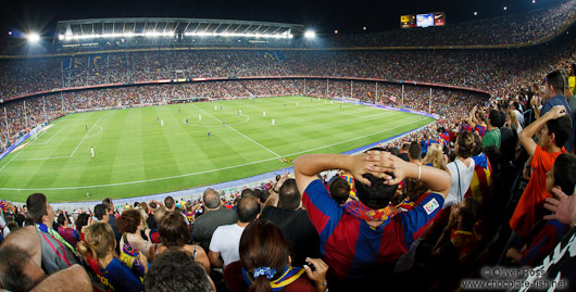 Spectators in Camp Nou stadium