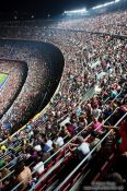 Travel photography:The ranks in Camp Nou are filling with spectators before the start of the match, Spain