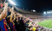 Travel photography:Spectarors celebrate the end of the game, Spain