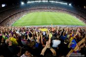 Travel photography:Spectarors celebrate the end of the game, Spain