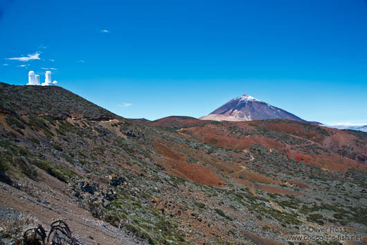 View of the Teide Volcano with nearby astrophysical observatory