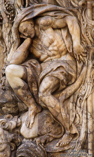 Alabaster Atlas at the entrance to the Palau del Marqués de Dosaigües in Valencia