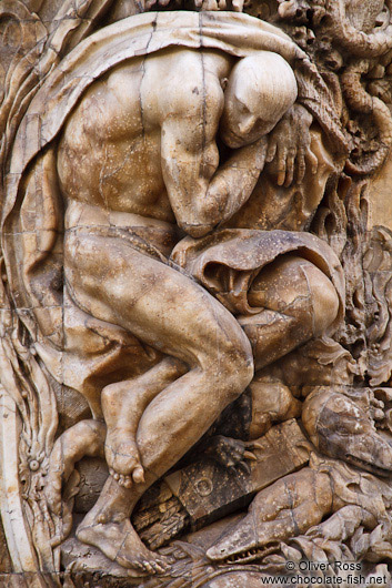 Alabaster Atlas at the entrance to the Palau del Marqués de Dosaigües in Valencia