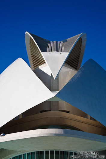 View of the Palau de les Arts Reina Sofía opera house in the Ciudad de las artes y ciencias in Valencia