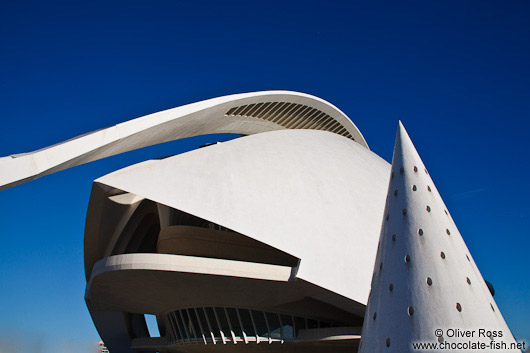 View of the Palau de les Arts Reina Sofía opera house in the Ciudad de las artes y ciencias in Valencia