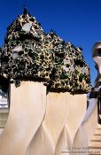 Travel photography:Sculptures on top of Casa Pedrera in Barcelona, Spain