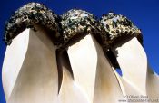 Travel photography:Sculptures on top of Casa Pedrera in Barcelona, Spain