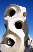 Travel photography:Sculpture on top of Casa Pedrera in Barcelona, Spain