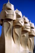 Travel photography:Sculptures on top of Casa Pedrera in Barcelona, Spain