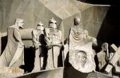 Travel photography:Detail of the Passion Facade of the Sagrada Familia Basilica in Barcelona, Spain