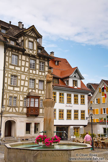 Houses with fountain in Sankt Gallen 