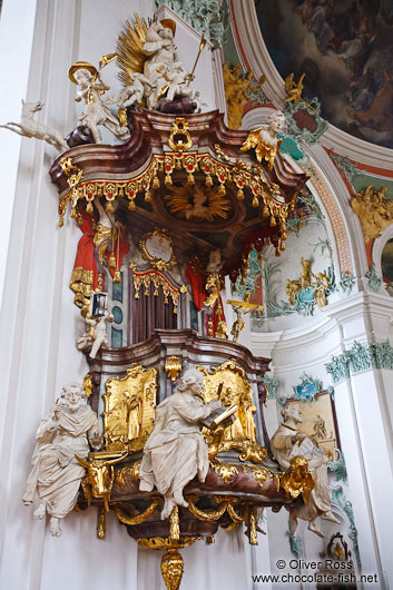 Pulpit inside the Sankt Gallen Stiftskirche church