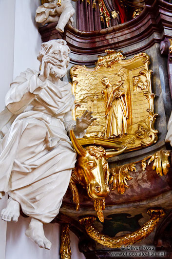 Sculpture on the pulpit in the Sankt Gallen Stiftskirche church