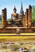 Travel photography:Giant Buddha at the Sukhothai temple complex, Thailand