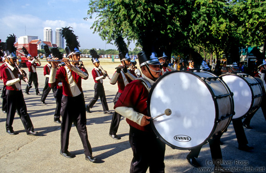 Brass band parading on Sanam Luang Square