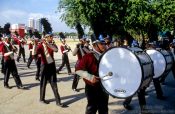 Travel photography:Brass band parading on Sanam Luang Square, Thailand