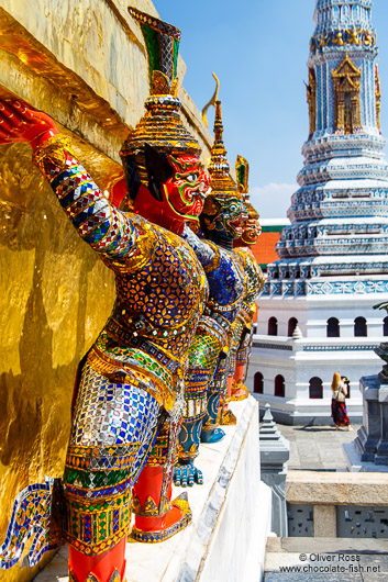 Golden demon sculptures at Wat Phra Kaew, the Bangkok Royal Palace