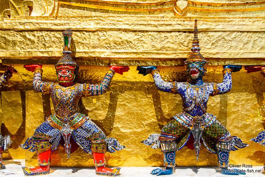 Golden demon sculptures at Wat Phra Kaew, the Bangkok Royal Palace