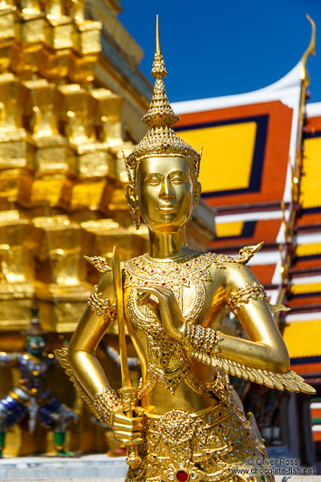 Golden Kinnara sculpture at Wat Phra Kaew, the Bangkok Royal Palace