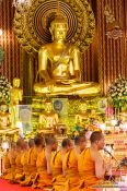 Travel photography:Buddhist monks chanting at Bangkok´s Wat Chana Songkram, Thailand