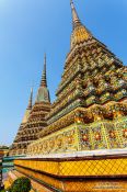 Travel photography:The Three Giant Stupas at Wat Pho temple in Bangkok, Thailand