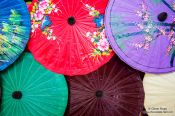 Travel photography:Finished parasols at the Bo Sang parasol factory, Thailand