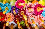 Travel photography:Finished parasols for sale at the Bo Sang parasol factory, Thailand