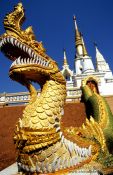 Travel photography:Dragon-eat-dragon figure at a temple in Chiang Rai province, Thailand