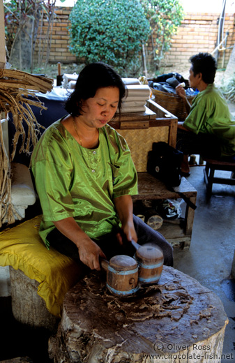 Making the paper for the parasols at the Bo Sang parasol factory