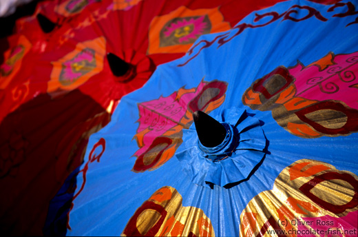 Finished parasols at the Bo Sang parasol factory