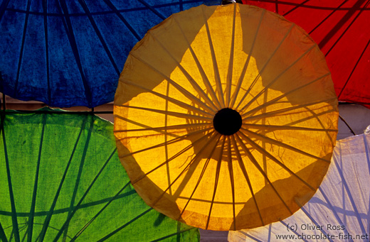 Parasol display at the Bo Sang parasol factory