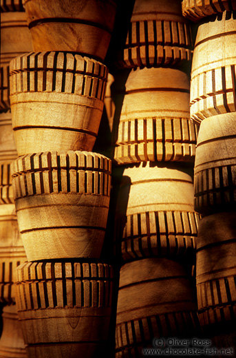 Wooden parasol sockets at the Bo Sang parasol factory