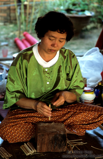 Woodwork at the Bo Sang parasol factory