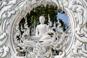 Travel photography:Facade detail at the Chiang Rai Silver Temple, Thailand