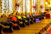 Travel photography:Seats for the monks inside Wat Chedi Luang Worawihan in Chiang Mai, Thailand