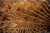 Travel photography:Wooden parasol frames at the Bo Sang parasol factory, Thailand