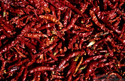 Dried chillies in Southern Thailand