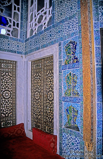 Wall detail with tiles in the main library of the Topkapi Palace