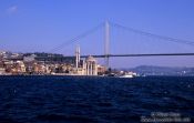 Travel photography:The European side of the Bosporus bridge with Ortaköy mosque, Turkey