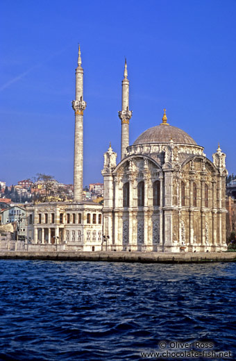 Ortaköy mosque below the Bosporus bridge