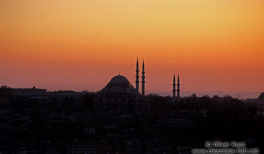 The Süleymaniye Mosque at sunset