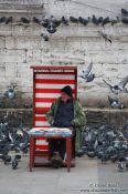 Travel photography:Selling pigeon food outside the Yeni Mosque in Istanbul, Turkey