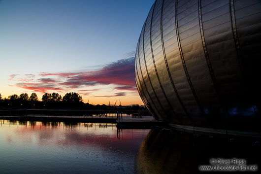 The Glasgow Science Centre at dusk