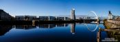 Travel photography:Panoramic image of the River Clyde in Glasgow with the Clyde Arc, United Kingdom