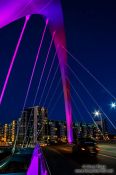 Travel photography:The Glasgow Clyde Arc illuminated at night, United Kingdom