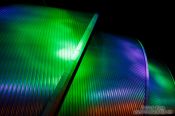 Travel photography:Facade detail of the Glasgow Clyde Auditorium by night, United Kingdom