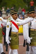 Travel photography:Soldiers parading outside London´s Buckingham palace, United Kingdom, England